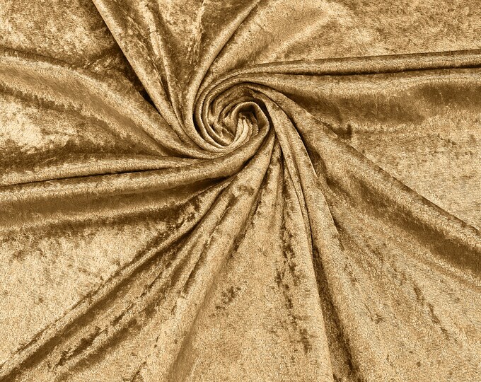 Honey Gold 59 Wide Crushed Stretch Panne Velvet Velour Fabric Sold By The Yard.