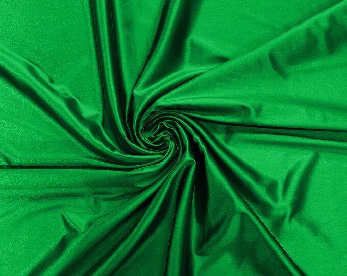Kelly Green Deluxe Shiny Polyester Spandex Fabric Stretch 58" Wide Sold by The Yard.
