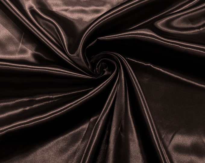 Dark Brown Shiny Charmeuse Satin Fabric for Wedding Dress/Crafts Costumes/58” Wide /Silky Satin