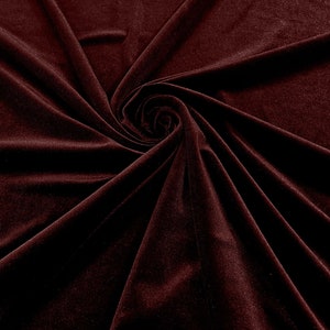 Wine 60&quot; Wide 90% Polyester 10 percent Spandex Stretch Velvet Fabric for Sewing Apparel Costumes Craft, Sold By The Yard.