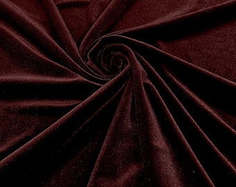 Wine Stretch Velvet Fabric 58" Wide| Apparel Costumes, Sold By The Yard