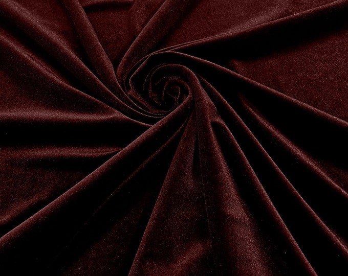 Wine 60" Wide 90% Polyester 10 percent Spandex Stretch Velvet Fabric for Sewing Apparel Costumes Craft, Sold By The Yard.