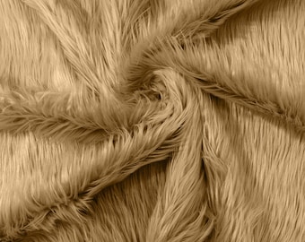 Camel Long Pile Soft Faux Fur Fabric for Fur suit, Cosplay Costume, Photo Prop, Trim, Throw Pillow, Crafts.