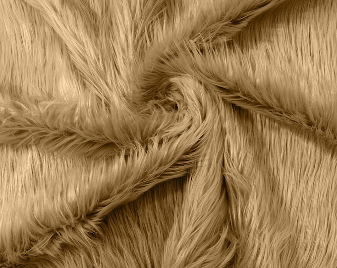 Camel Long Pile Soft Faux Fur Fabric for Fur suit, Cosplay Costume, Photo Prop, Trim, Throw Pillow, Crafts.