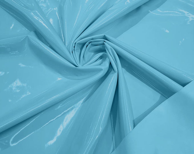 Spandex Shiny Vinyl Fabric (Latex Stretch) - Sold By The Yard - Baby Blue