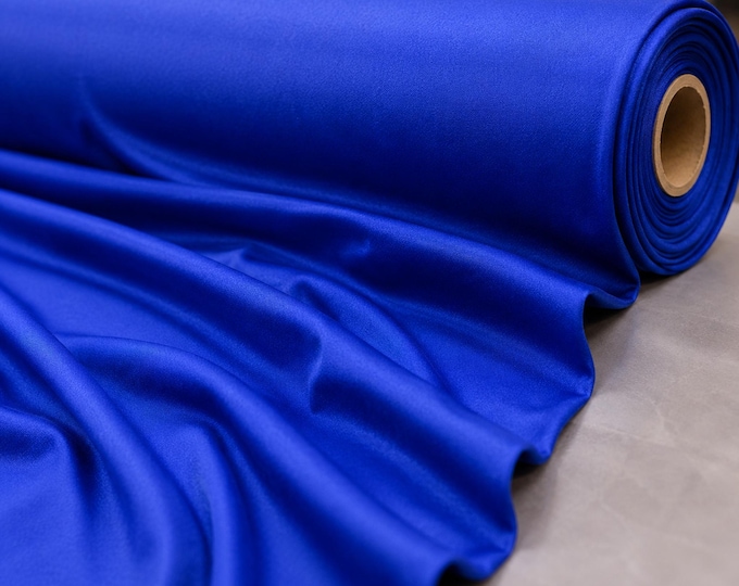 Royal Blue Shiny Spandex Fabric By The Yard, 4 Way Stretch Nylon Tricot Fabric For Swimwear Dancewear Costumes