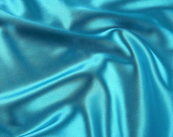 Turquoise 58-59" Wide - 96 percent Polyester, 4% Spandex Light Weight Silky Stretch Charmeuse Satin Fabric by The Yard.