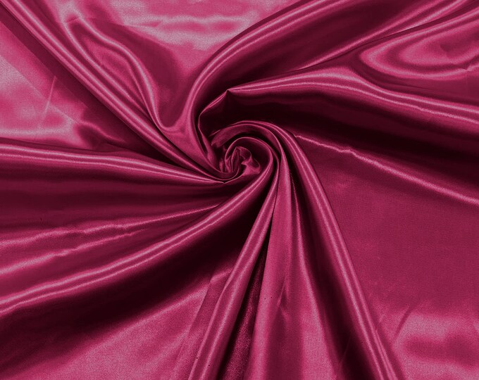 Dark Fuchsia Shiny Charmeuse Satin Fabric for Wedding Dress/Crafts Costumes/58” Wide /Silky Satin