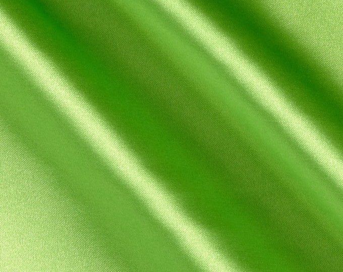 Lime Green 58-59" Wide - 96 percent Polyester, 4% Spandex Light Weight Silky Stretch Charmeuse Satin Fabric by The Yard.