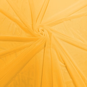 Mustard 58/60&quot; Wide Solid Stretch Power Mesh Fabric Spandex/ Sheer See-Though/Sold By The Yard. New Colors