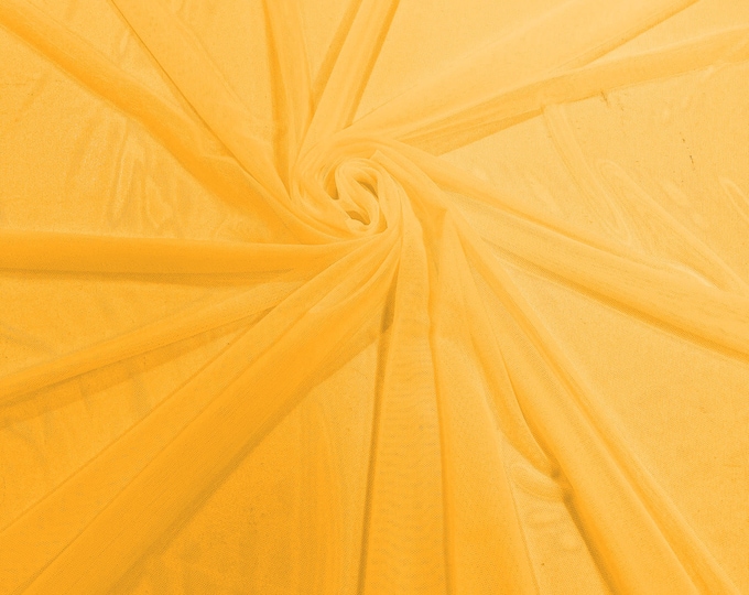 Mustard 58/60" Wide Solid Stretch Power Mesh Fabric Spandex/ Sheer See-Though/Sold By The Yard. New Colors