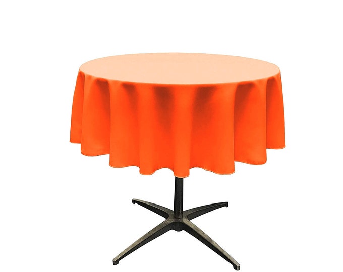Neon Orange - Solid Round Polyester Poplin Tablecloth Seamless.
