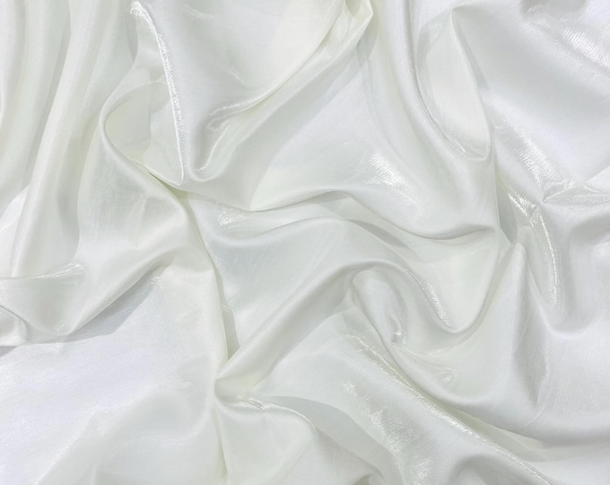 Ivory Iridescent Liquid Dupioni Fabric 58" Wide| Costume, Prom Dressmaking, Flowing Lightweight Material