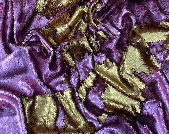 Dusty Rose Gold Matte Reversible Color Changing Sequin Fabric| 54" Wide| Stretch Polyester Spandex.