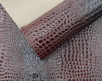 Dragon Red Glossy Two Tone Gator Fake Leather Upholstery, 3D Crocodile ...