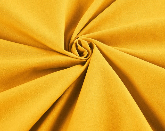 Mango Yellow - 58-59" Wide Premium Light Weight Poly Cotton Blend Broadcloth Fabric Sold By The Yard.