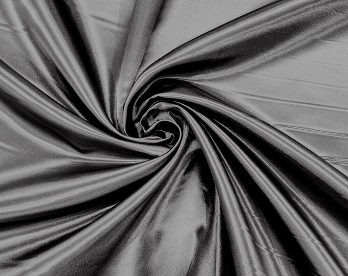 Grey Heavy Shiny Bridal Satin Fabric for Wedding Dress, 60" inches wide sold by The Yard. New Colors