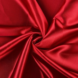 Dark Red Heavy Shiny Bridal Satin Fabric for Wedding Dress, 60&quot; inches wide sold by The Yard.