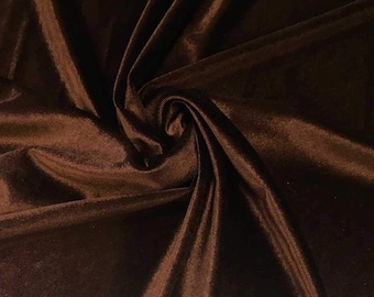 Brown 60" Wide 90% Polyester 10 percent Spandex Stretch Velvet Fabric for Sewing Apparel Costumes Craft, Sold By The Yard.