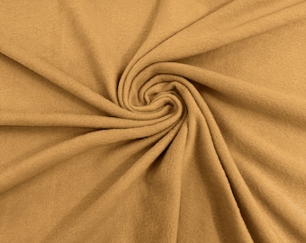 Gold Solid Polar Fleece Fabric Anti-Pill 58" Wide Sold by The Yard.