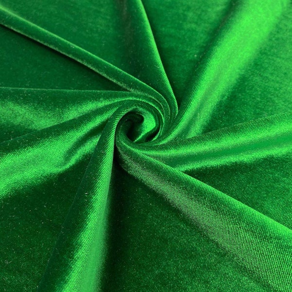 Kelly Green 60" Wide 90% Polyester 10  percent Spandex Stretch Velvet Fabric for Sewing Apparel Costumes Craft, Sold By The Yard.