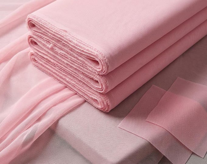 Pink Stretch Power Mesh Fabric 60” Wide | Sheer Nylon Spandex Mesh by Yard | Lingerie, Bridal & Dancewear Fabric