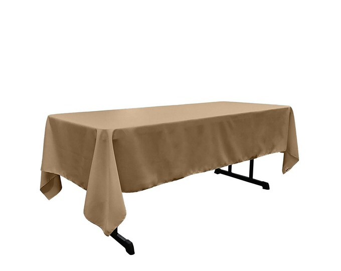 Khaki - Rectangular Polyester Poplin Tablecloth / Party supply.