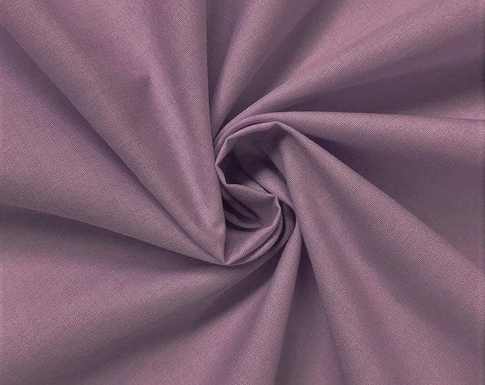 Dark Lilac 58-59" Wide Premium Light Weight Poly Cotton Blend Broadcloth Fabric Sold By The Yard.