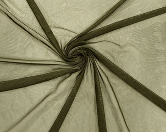 Olive 58/60" Wide Solid Stretch Power Mesh Fabric Nylon Spandex Sold By The Yard.