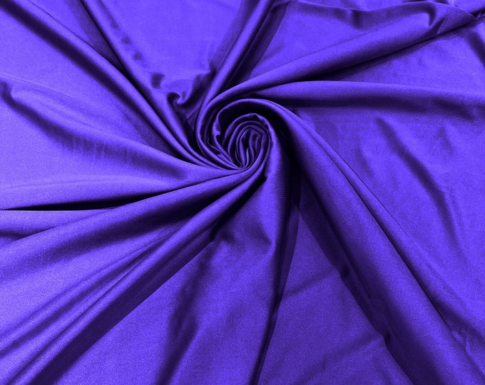 Purple  Shiny Milliskin Nylon Spandex Fabric 4 Way Stretch 58" Wide Sold by The Yard