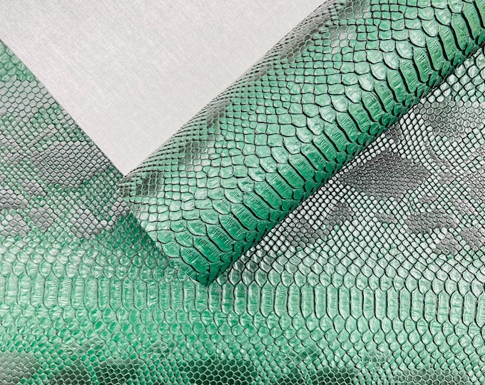 Hunter Green Viper Snake Skin Texture Faux Leather Fabric| 54" Wide| Upholstery| Bags.