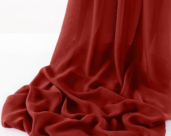Apple Red Chelsea Wool Dobby Chiffon Fabric/58" Wide Sheer Fabric/Solid Color Draping Fabric for Wedding Party Easter Backdrop.