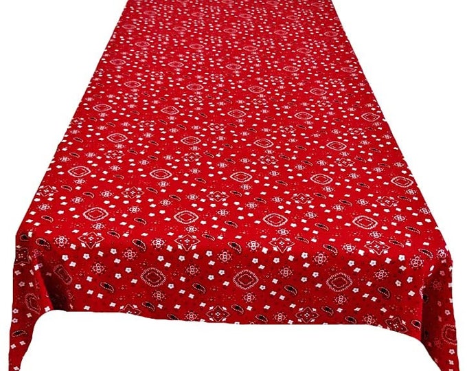 New Creations Fabric & Foam Inc, Bandanna Print Poly Cotton Tablecloth ( Red , Choose Size Below