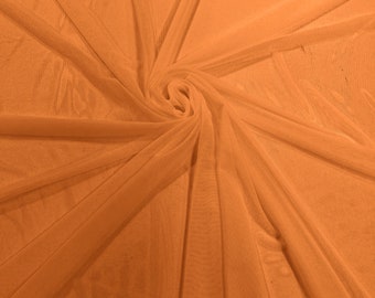 Orange Stretch Power Mesh Fabric: Sheer Spandex, 60" Wide, Sold By The Yard
