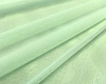 Mint Green Stretch Mesh Fabric by Yard, Soft Sheer Tulle Fabric, Spandex Net Fabric for Dresses, Bridal, Dancewear, DIY Sewing