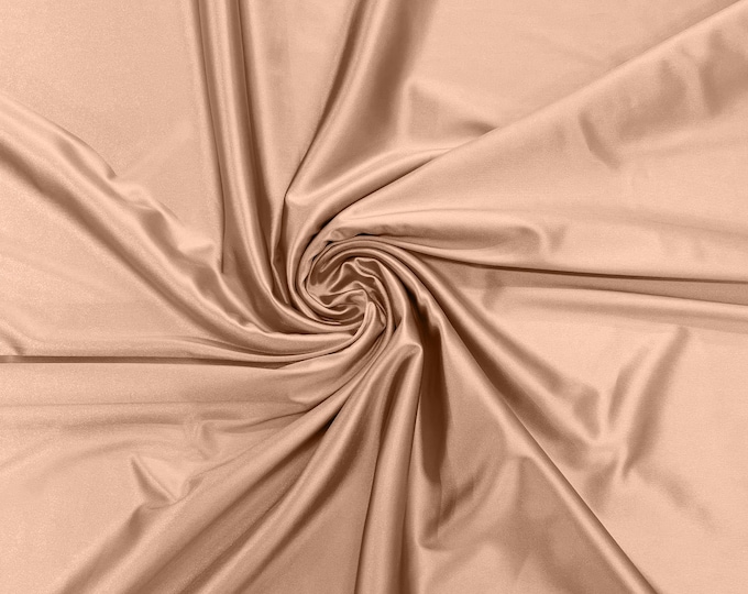 Peach Heavy Shiny Satin Stretch Spandex Fabric/58 Inches Wide/Prom/Wedding/Cosplays.