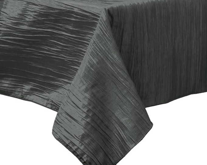 Gray Square Light Weight Accordion Design Crushed Taffeta Seamless Table Overlay.