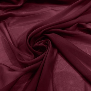 Burgundy 5 Yards 60&quot; Wide Sheer Fabric Chiffon Fabric by The Yard Continuous Solid Color Draping Fabric for Wedding Party Easter Backdrop.