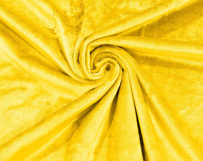 Yellow Solid Smooth Minky Fabric for Quilting, Blankets, Baby & Pet Accessories, Pillows, Throws, Clothes, Stuffed Toys, Costume.