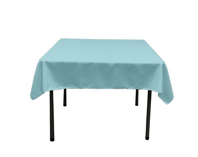 Baby Blue Square Polyester Poplin Table Overlay - Diamond. Choose Size Below