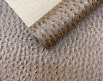 Ostrich Vinyl Fabric, Brown Classic Faux Leather Upholstery Material 54" Wide