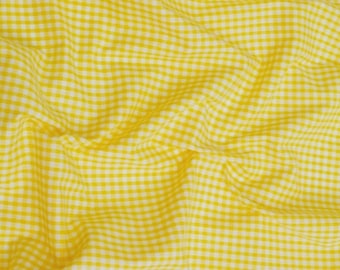 Yellow Gingham 1/8" Checkered Poly Cotton 58" Wide Fabric- Sold by the yard