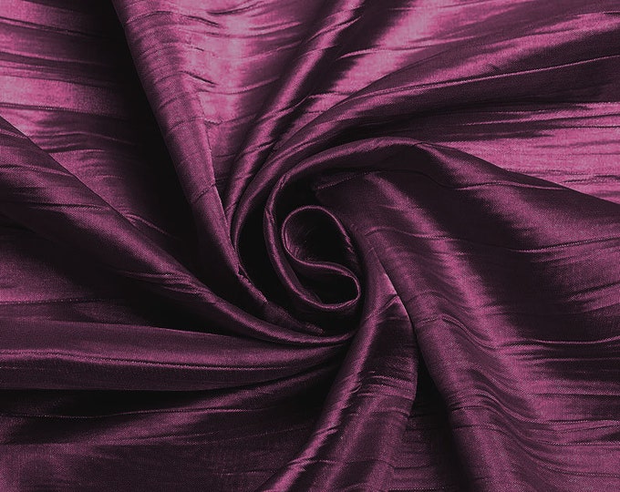 Light Plum - Crushed Taffeta Fabric - 54" Width - Creased Clothing Decorations Crafts - Sold By The Yard