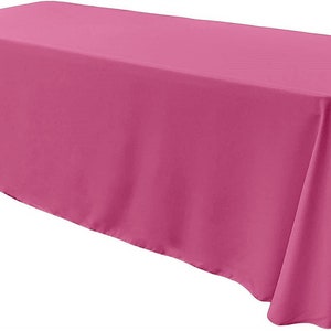Hot Pink - Rectangular Polyester Poplin Tablecloth Floor Length / Party supply