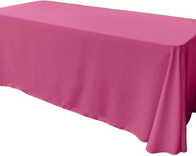 Hot Pink - Rectangular Polyester Poplin Tablecloth Floor Length / Party supply