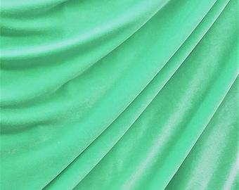 Mint 60" Wide 90% Polyester 10  percent Spandex Stretch Velvet Fabric for Sewing Apparel Costumes Craft, Sold By The Yard.