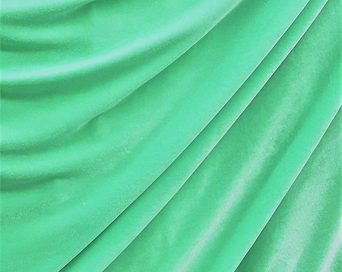 Mint 60" Wide 90% Polyester 10 present Spandex Stretch Velvet Fabric for Sewing Apparel Costumes Craft, Sold By The Yard.