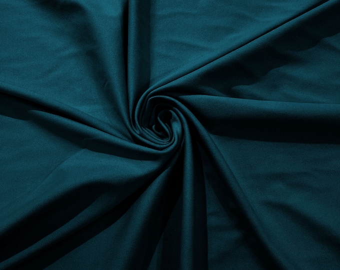 Teal Stretch Ponte De Roma 320 GSM Knit Poly Rayon Fabric by the Yard.