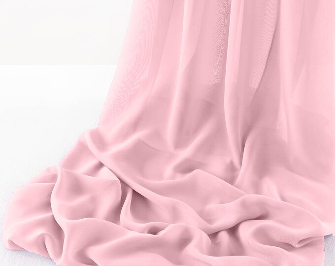 Pink - Wool Dobby Chiffon Sheer Table Runner for Wedding, Decorations for Birthday Parties, Banquets, Engagements.