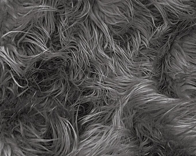 Mongolian Faux Fur Fabric by the Yard Charcoal